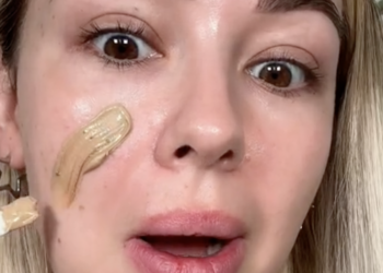 Woman applying DIY foundation